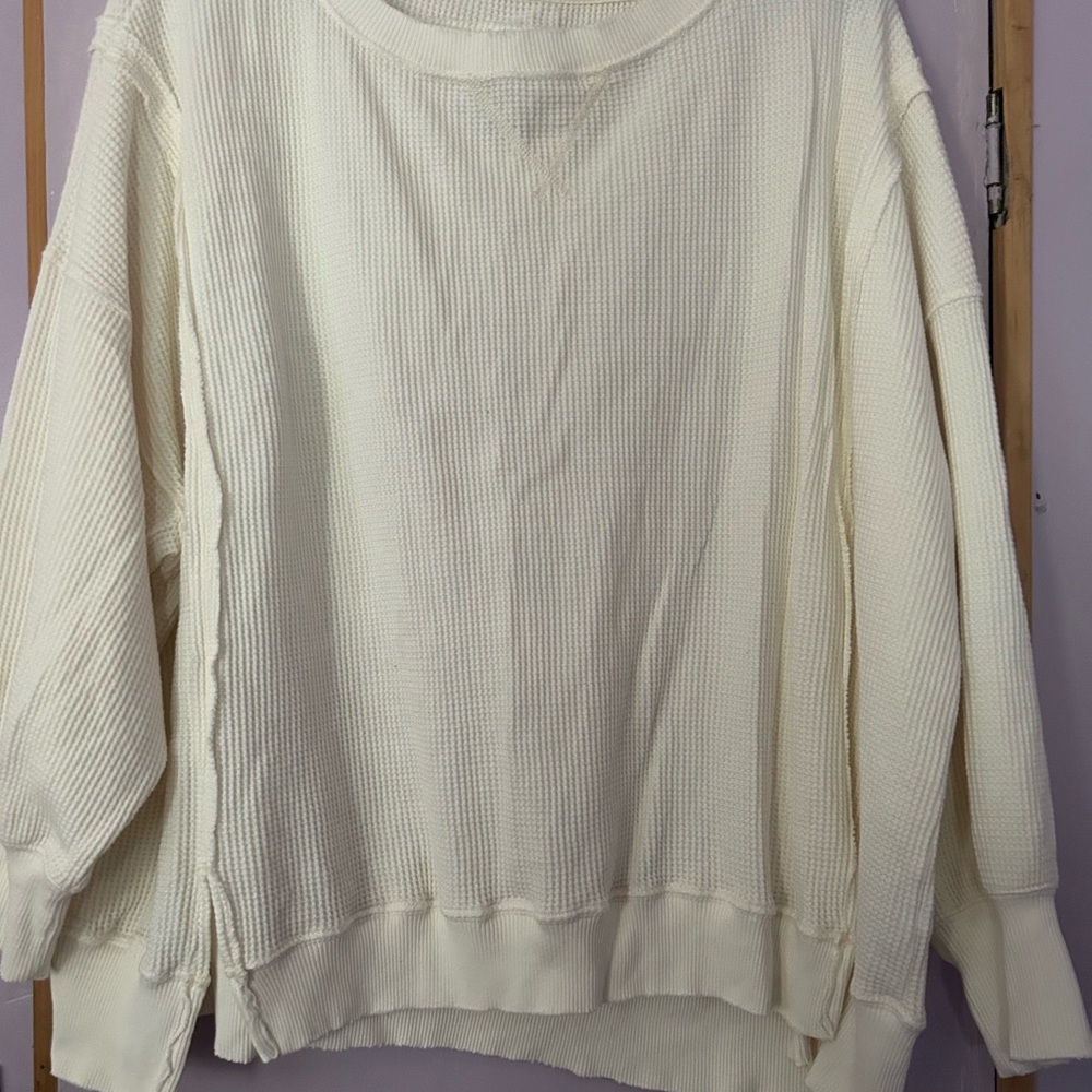 American Eagle Outfitters Cream Crew Neck Sweater